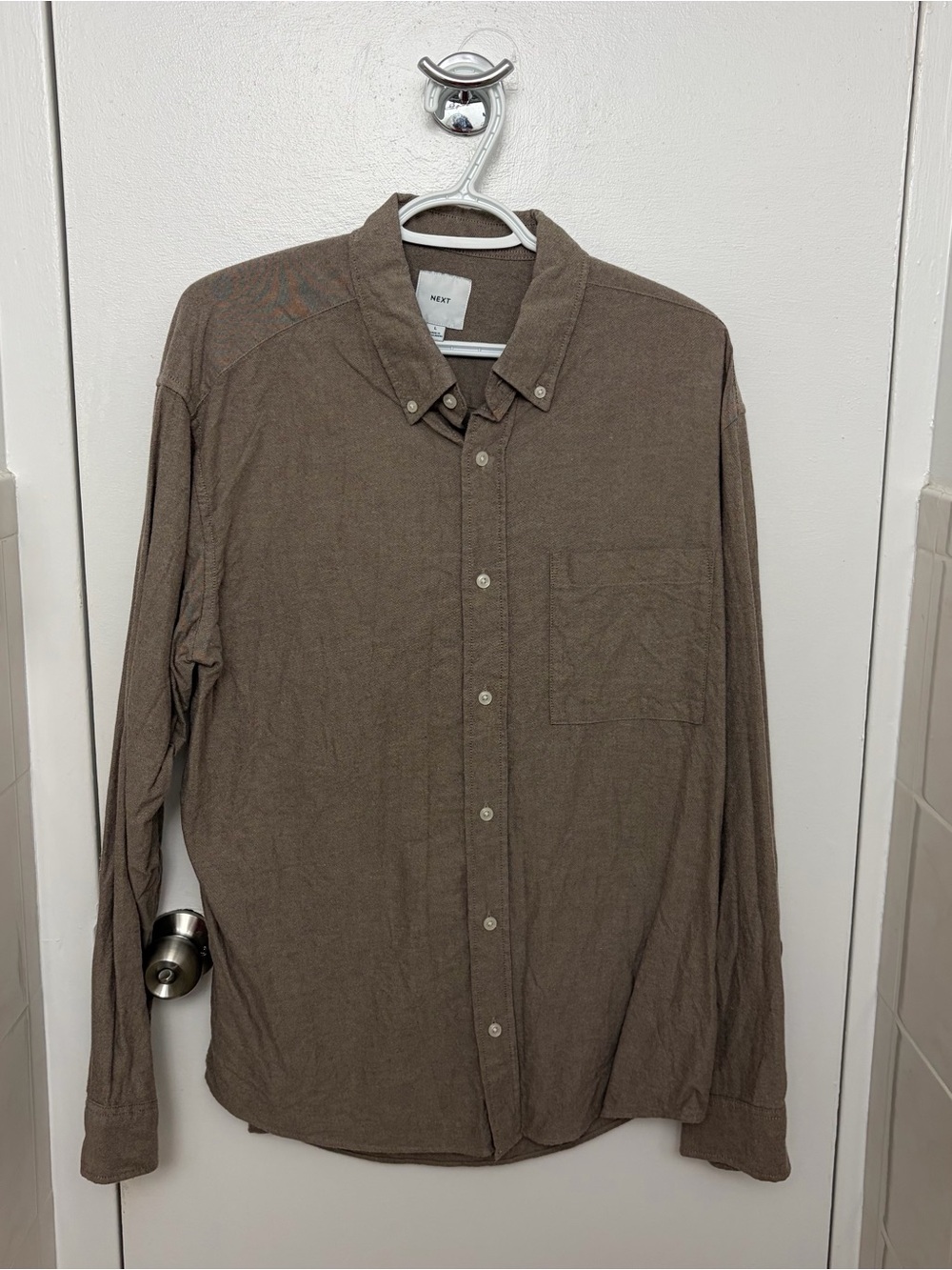 NEXT Mens Oxford Button Down Shirt Large L Pure Cotton Long Sleeve Pocket